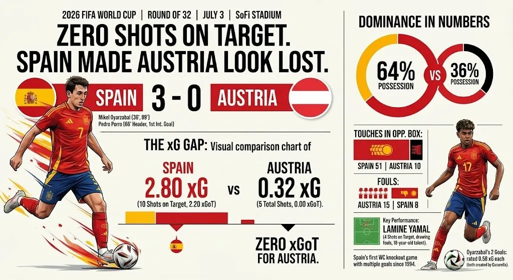 Spain vs Austria 2026 Full xG and Stats Breakdown